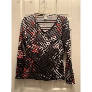 Alberto Makali Shirt Womens Medium Red And Black Blouse Long Sleeve